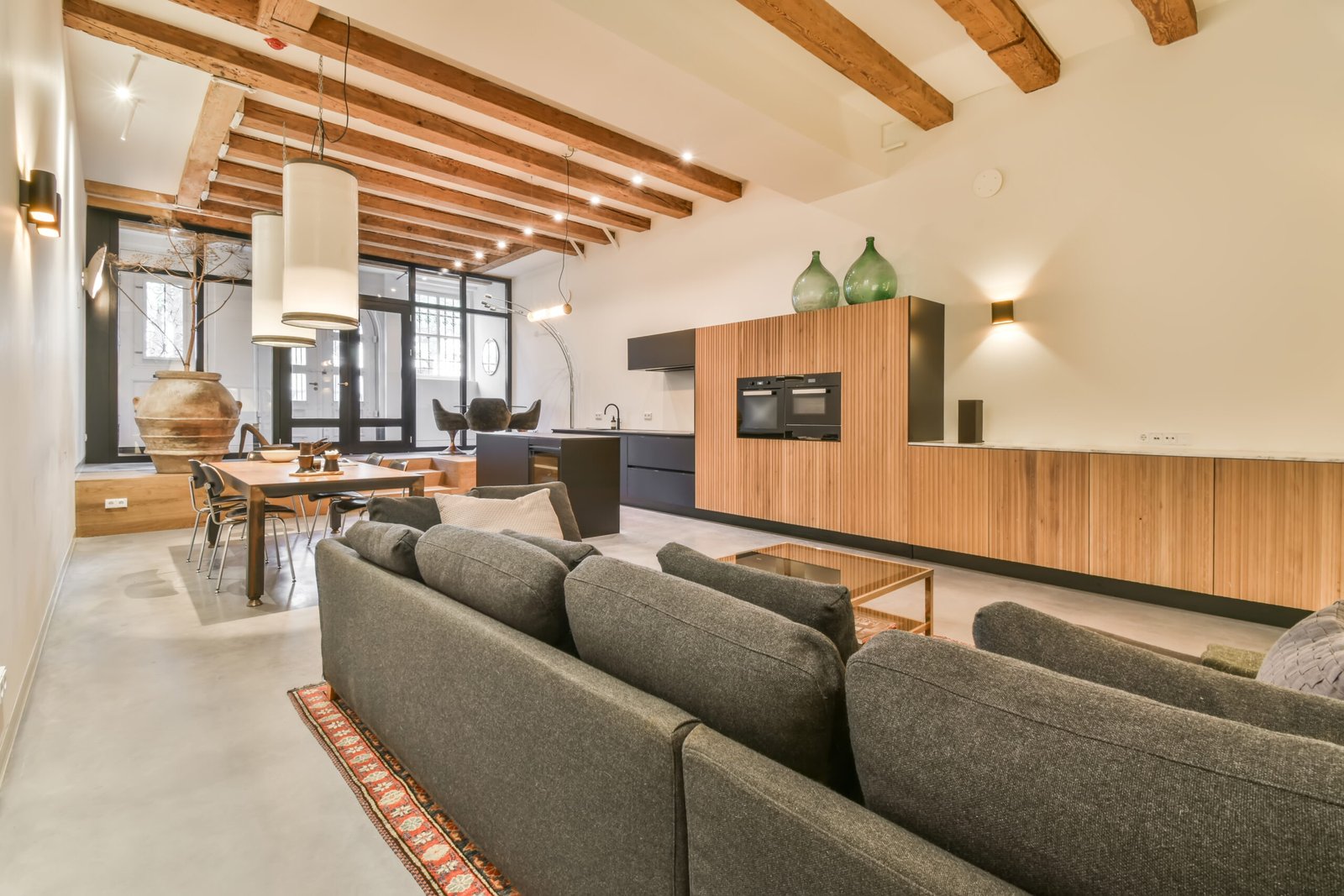 Cozy kitchen zone with in a spacious apartment